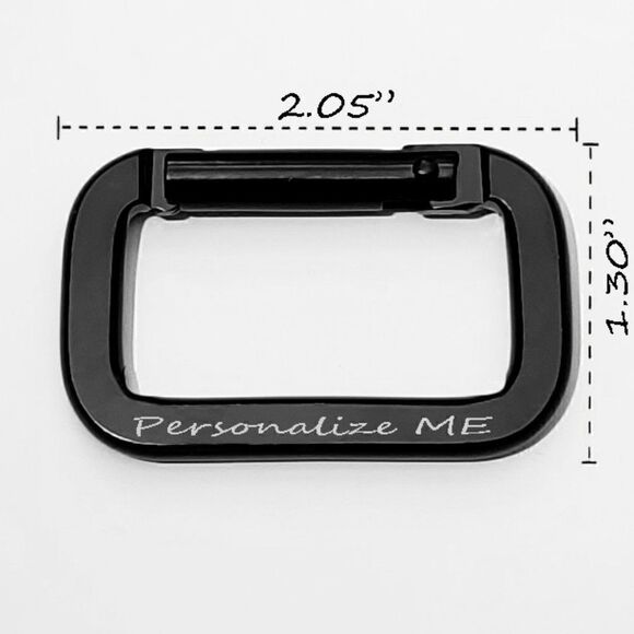 Engraved Black Carabiner Keychain Ring Square Shaped - Picture 5 of 5